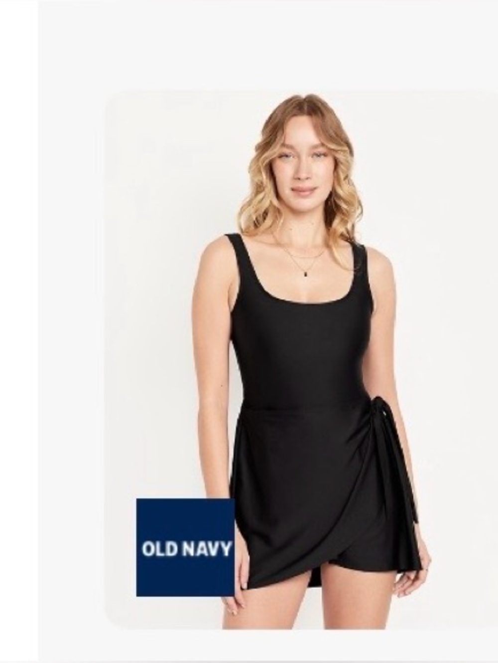 Old Navy Black Scoop Neck Side Tie Swim Dress